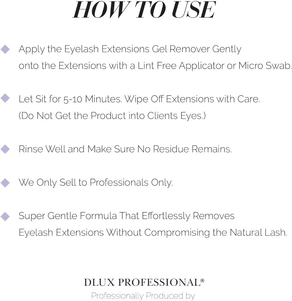 Dlux Professional 15ml cream glue remover back label view