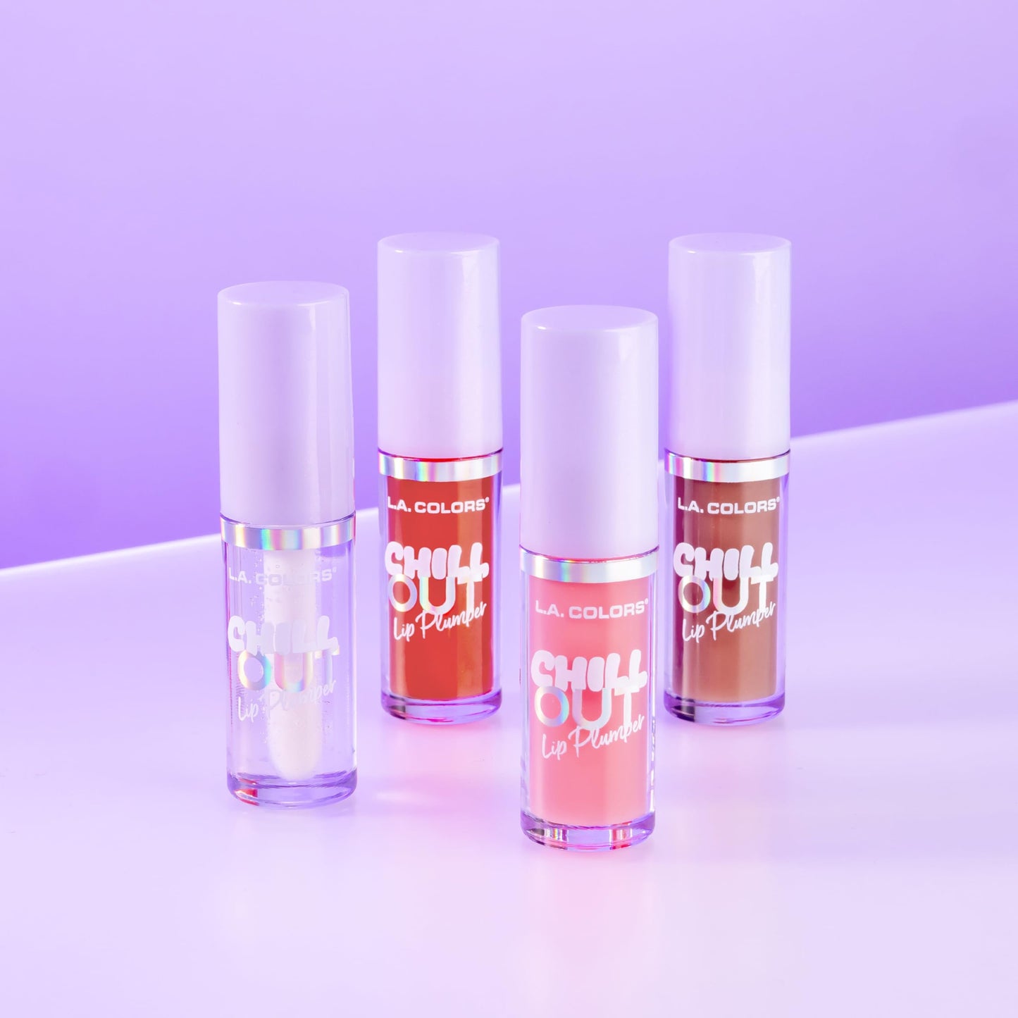 Brand logo and product name on L.A. Colors lip gloss tube
