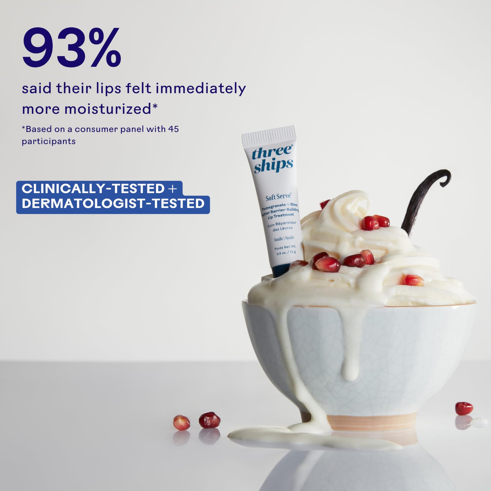 Three Ships lip treatment texture and glossy finish demonstration