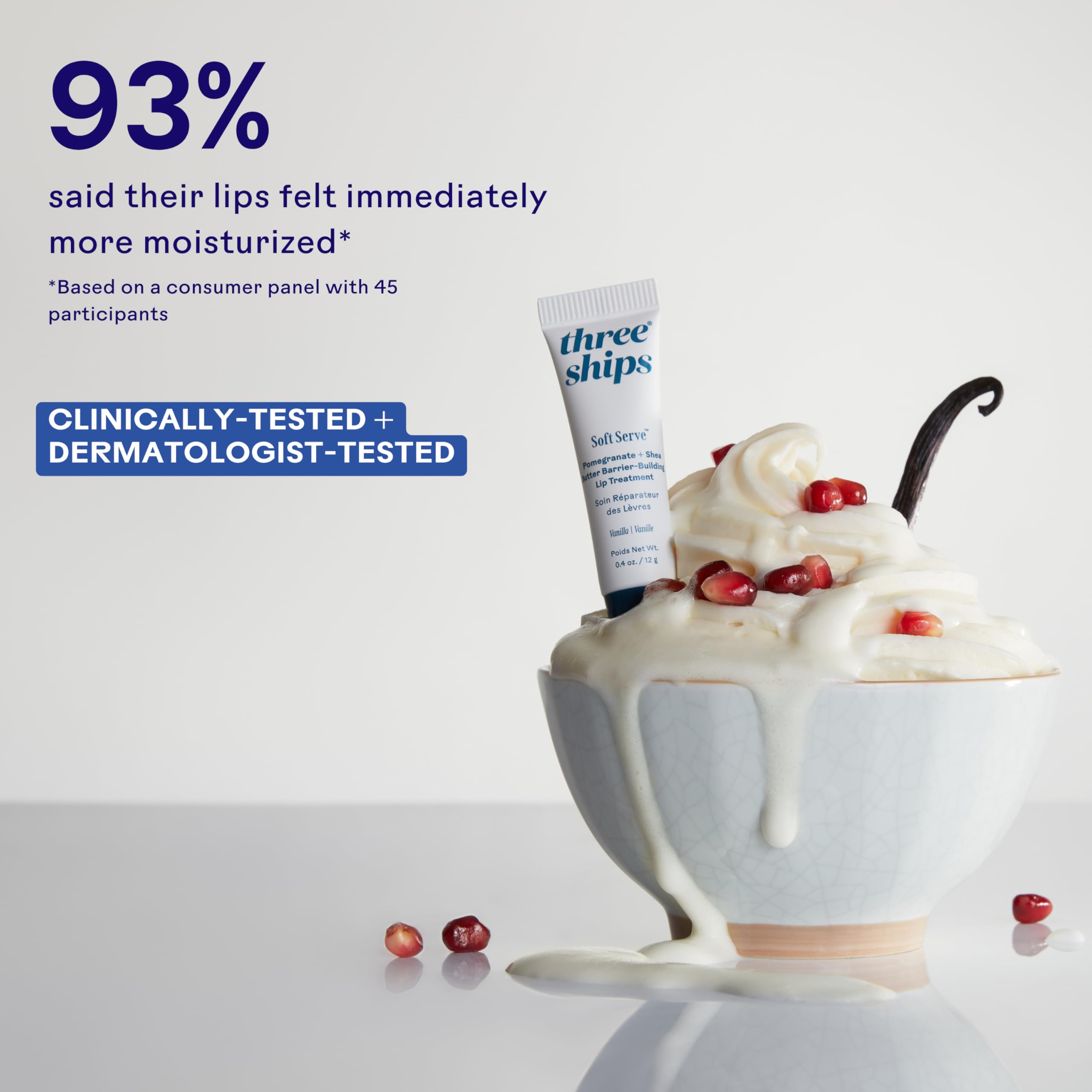 Three Ships lip treatment texture and glossy finish demonstration