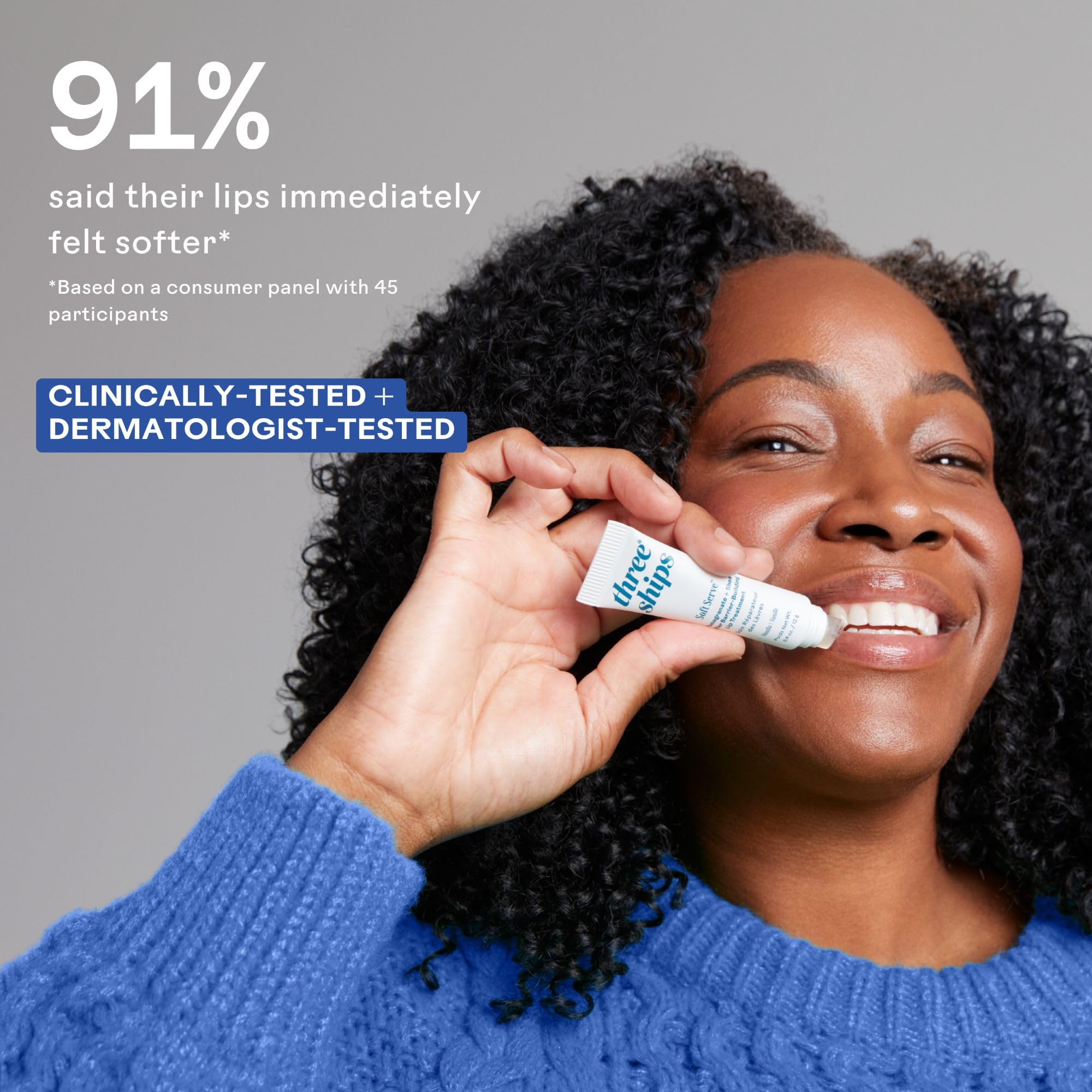 Three Ships Pomegranate and Shea Butter lip balm application