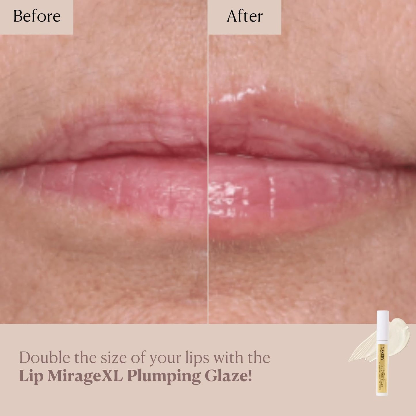 Nakery Lip MirageXL peptide lip treatment packaging made in USA
