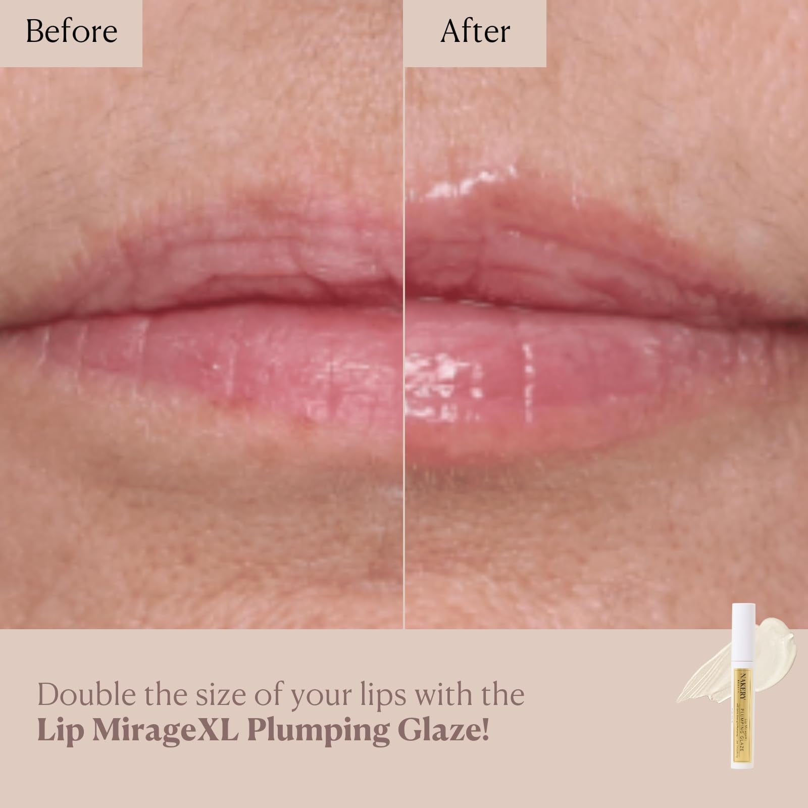 Nakery Lip MirageXL peptide lip treatment packaging made in USA