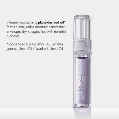 Fraijour hydrating lip oil applied on lips showing glossy finish