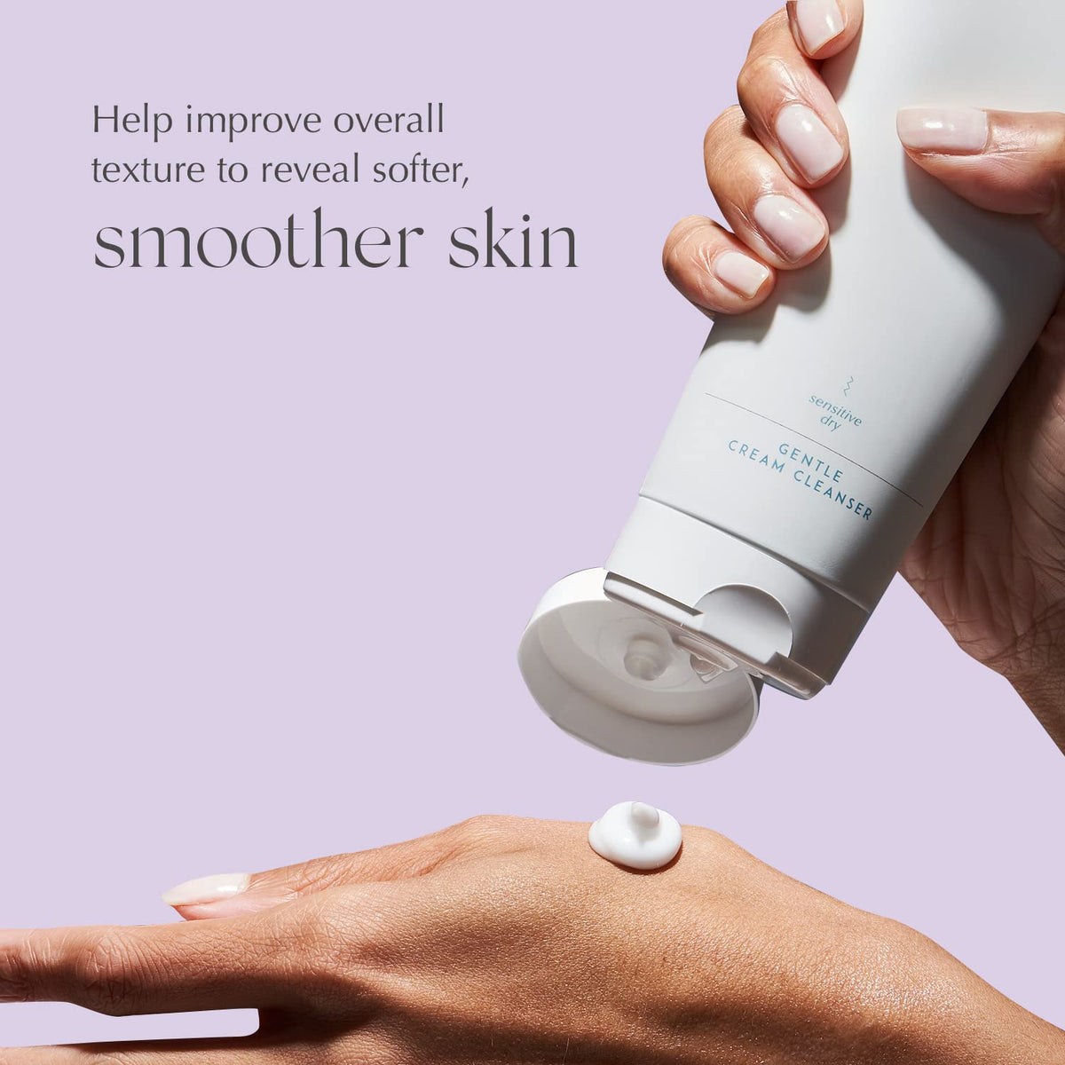 Exuviance creamy milky cleanser texture swatch on hand