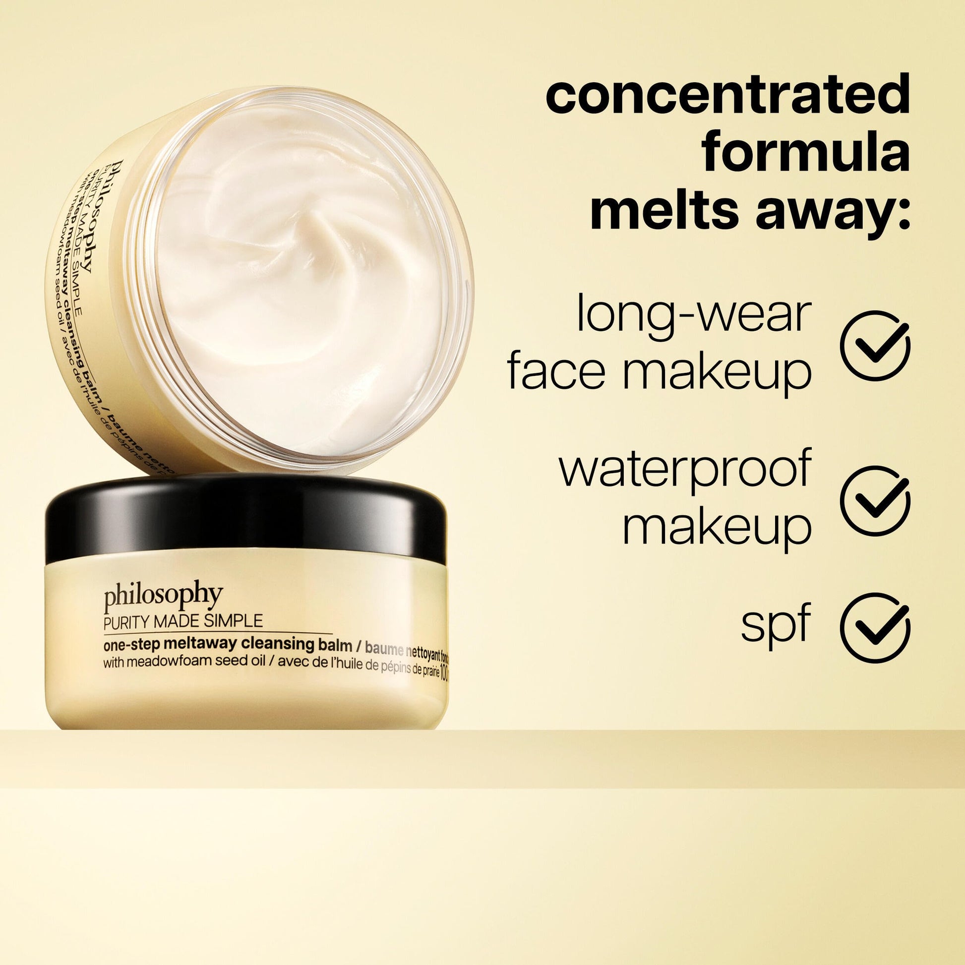 Philosophy cleansing balm texture demonstration on skin.