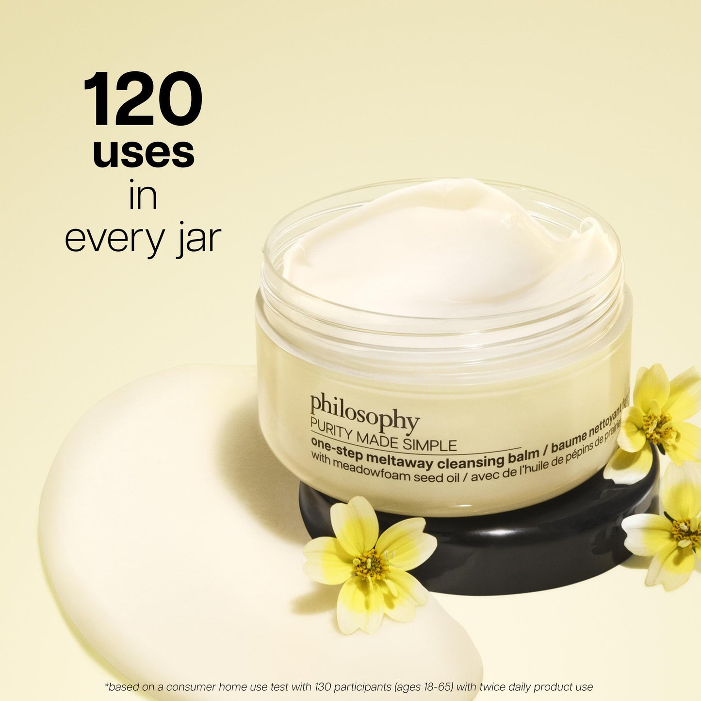 Side profile of Philosophy Purity 100ml cleansing balm jar.
