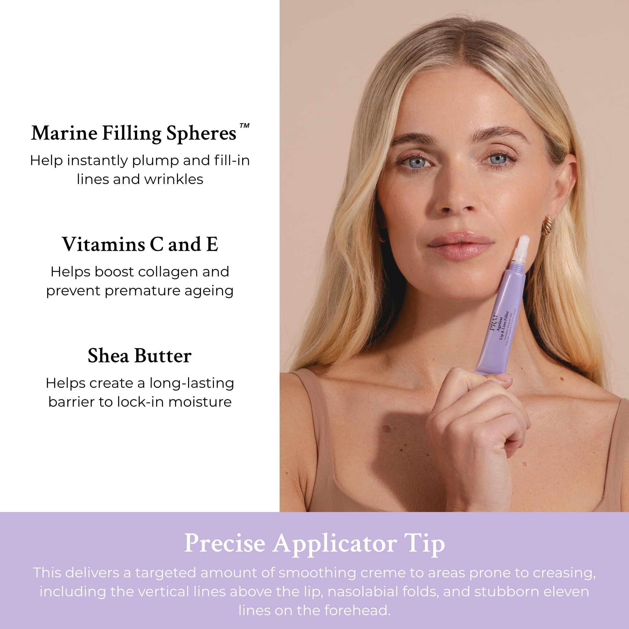 Prai Beauty Ageless Lip and Line Filler texture demonstration