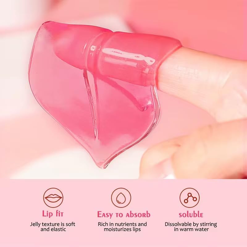 Generic pink jelly collagen lip mask patch application