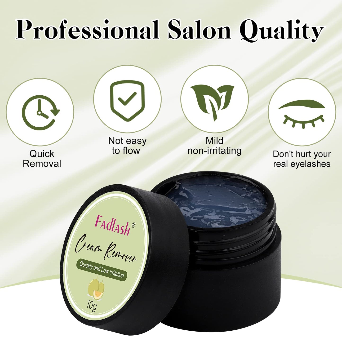 Fadlash lash extension remover cream next to lash application tools