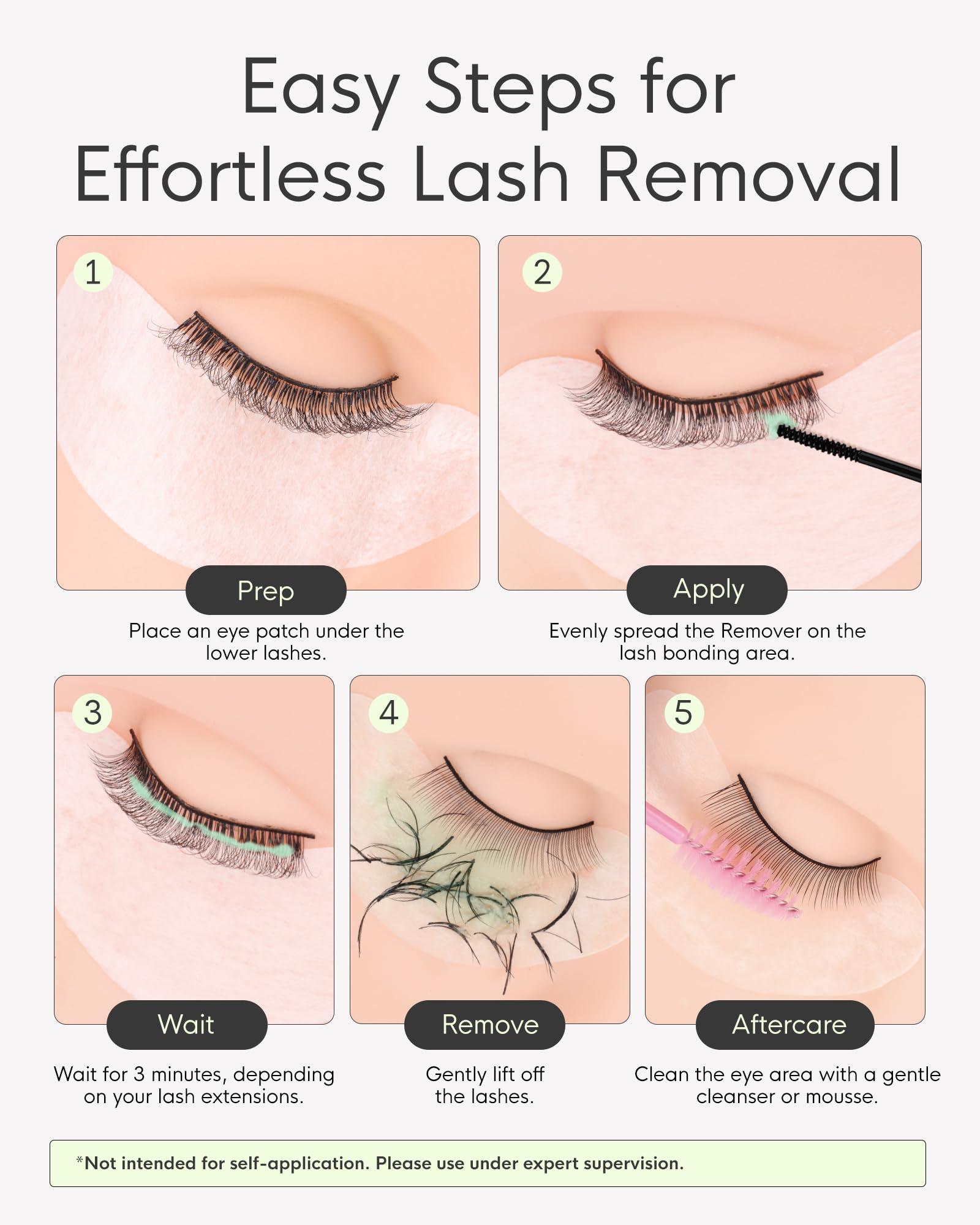 Gentle aloe lash remover cream 15 milliliters container