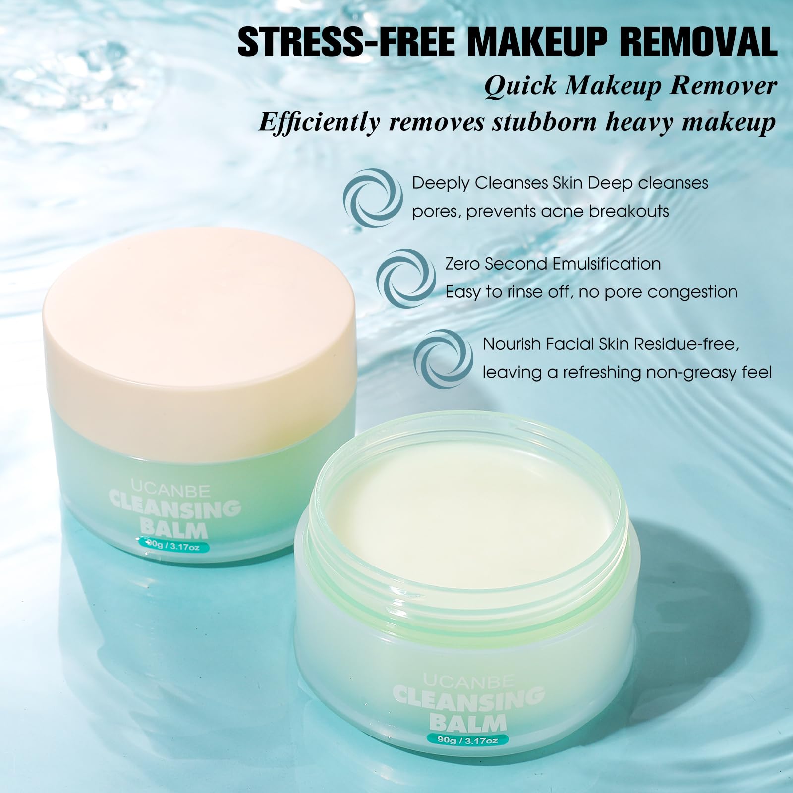 Texture of Ucanbe Cleansing Balm transforming from solid to oil