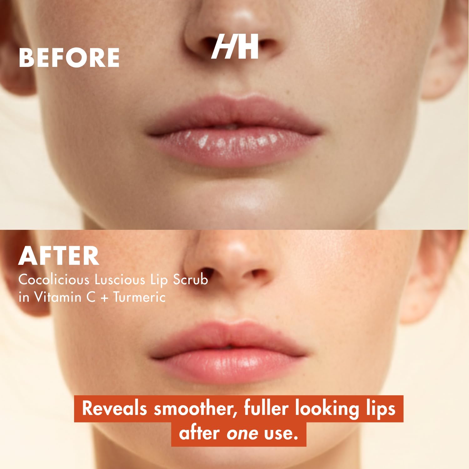Handmade Heroes lip scrub application on lips for exfoliation