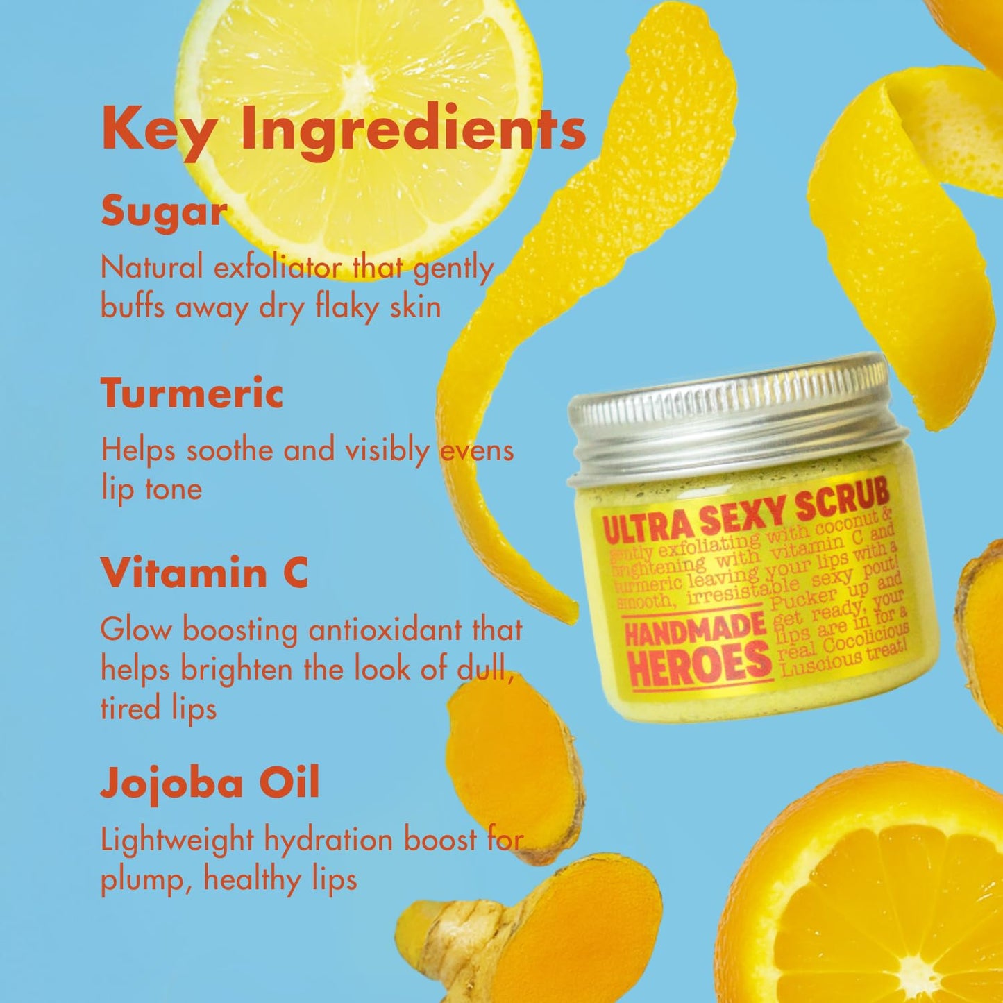 Handmade Heroes turmeric and Vitamin C lip care jar