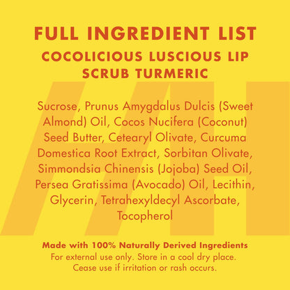 Handmade Heroes turmeric lip scrub 1 ounce jar size reference