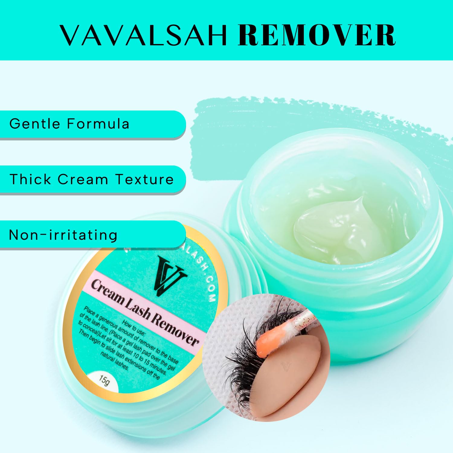 Vavalash 15g lash glue remover jar close up