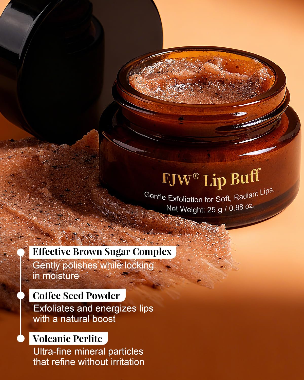 Texture of EJW coffee and sugar lip exfoliator