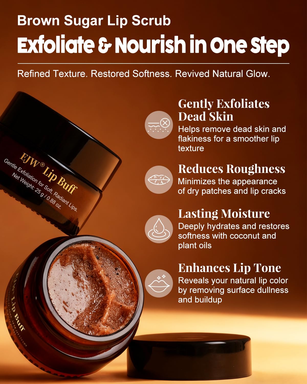 Lifestyle application of EJW lip scrub on lips