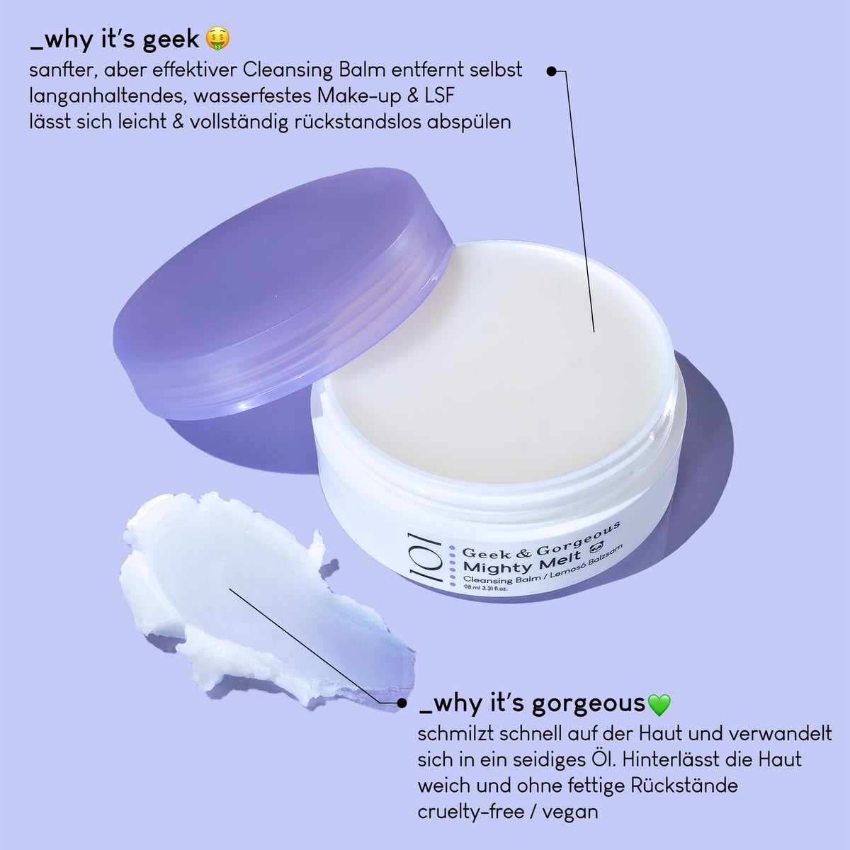Geek And Gorgeous Mighty Melt Cleansing Balm open jar view