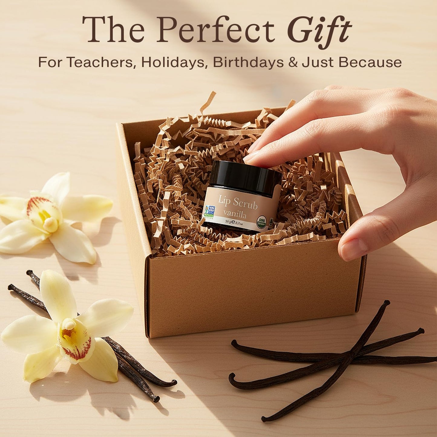 Natural ingredients label on Beauty by Earth lip scrub