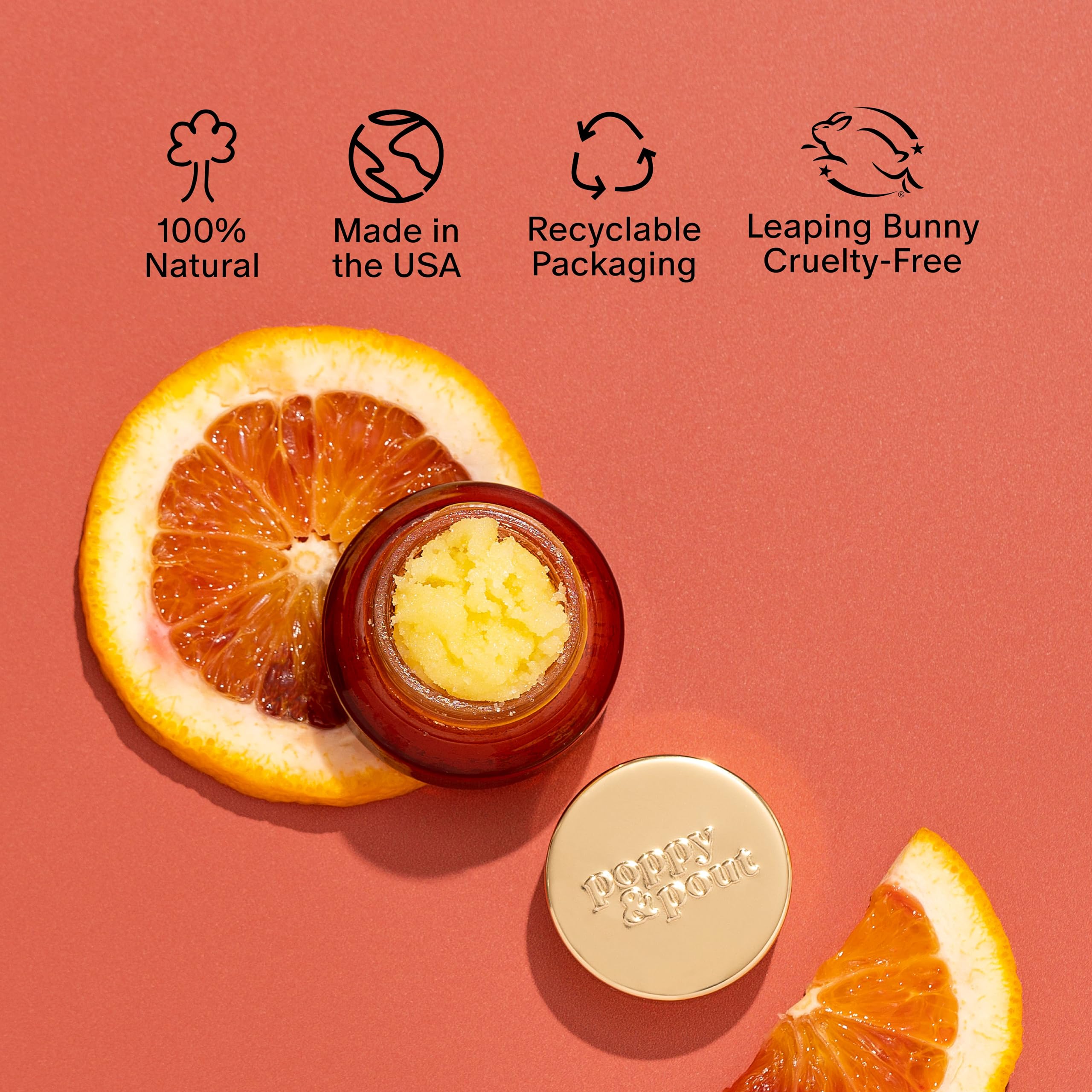 Application of Poppy & Pout sugar lip scrub on lips