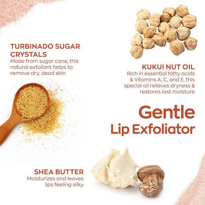 Applying Hanalei sugar lip scrub to smooth lips