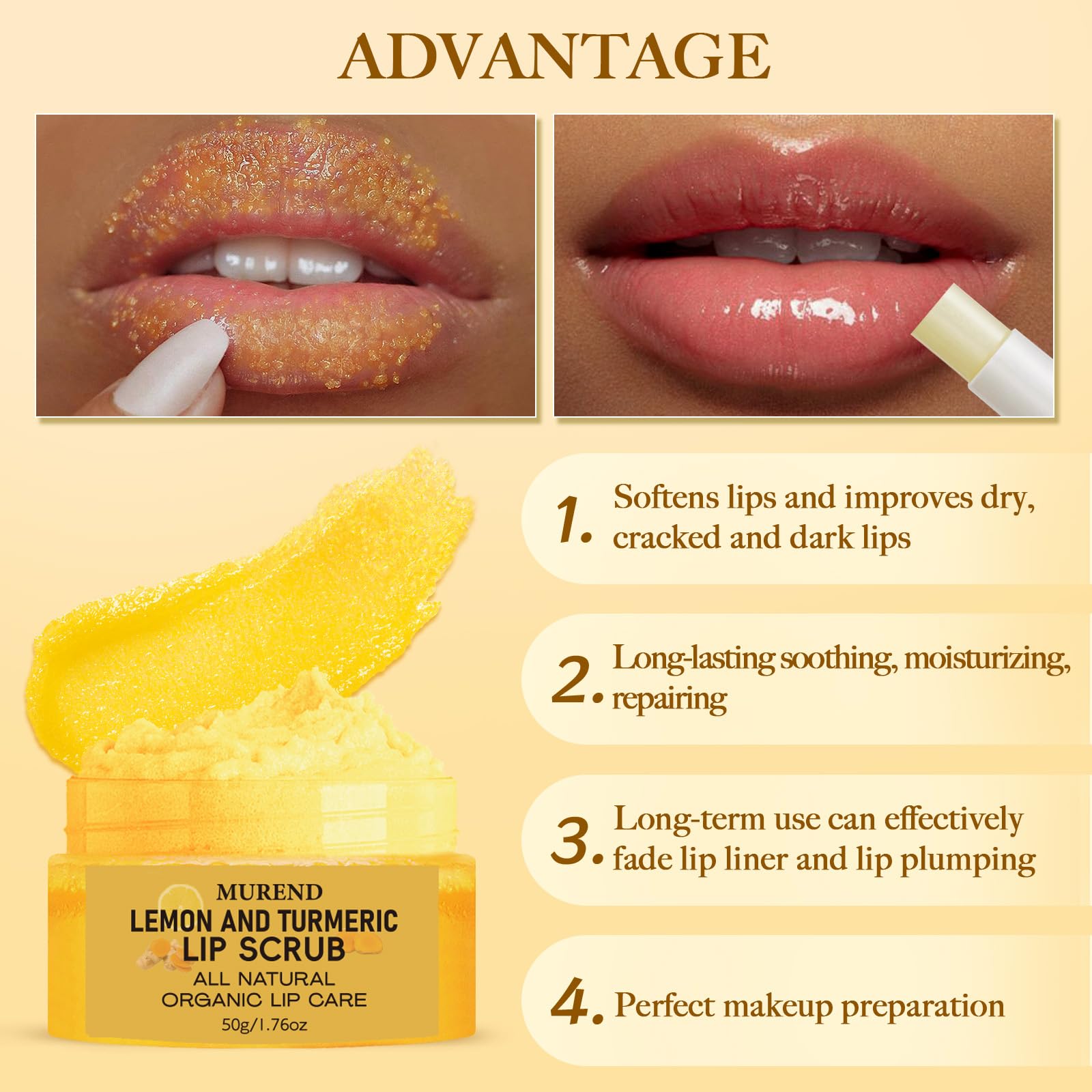 Murend Turmeric Lip Balm tube for dark lips treatment
