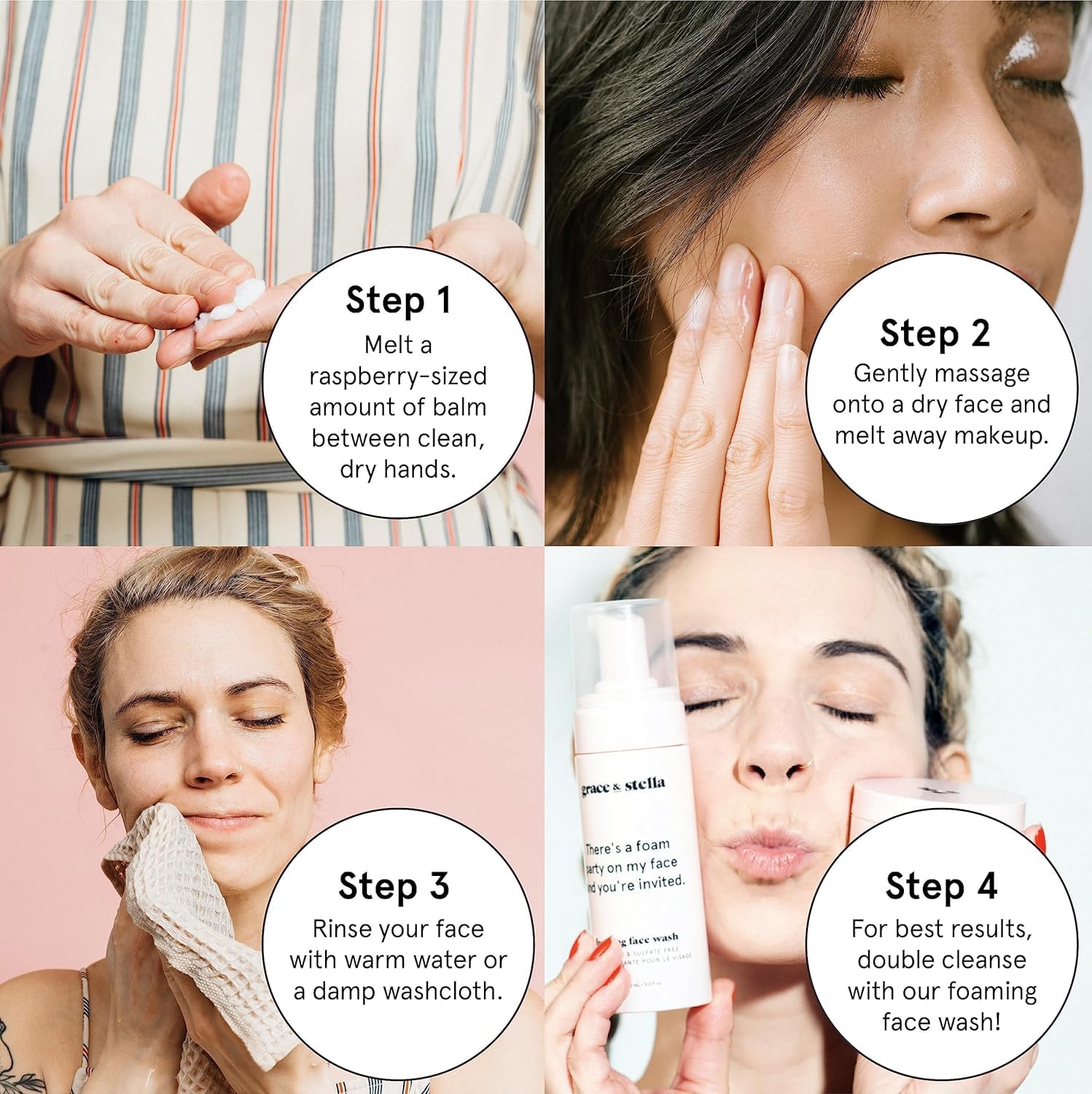 Grace & Stella cleansing balm applied to hand for demonstration