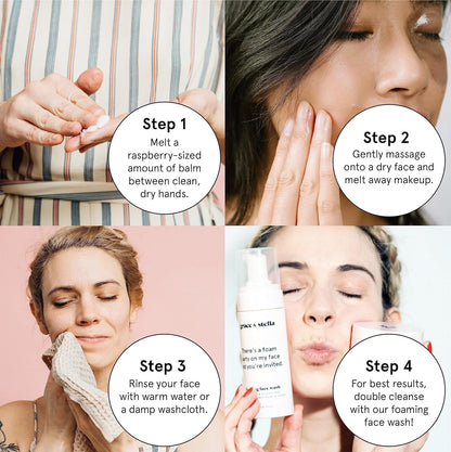 Grace & Stella cleansing balm applied to hand for demonstration