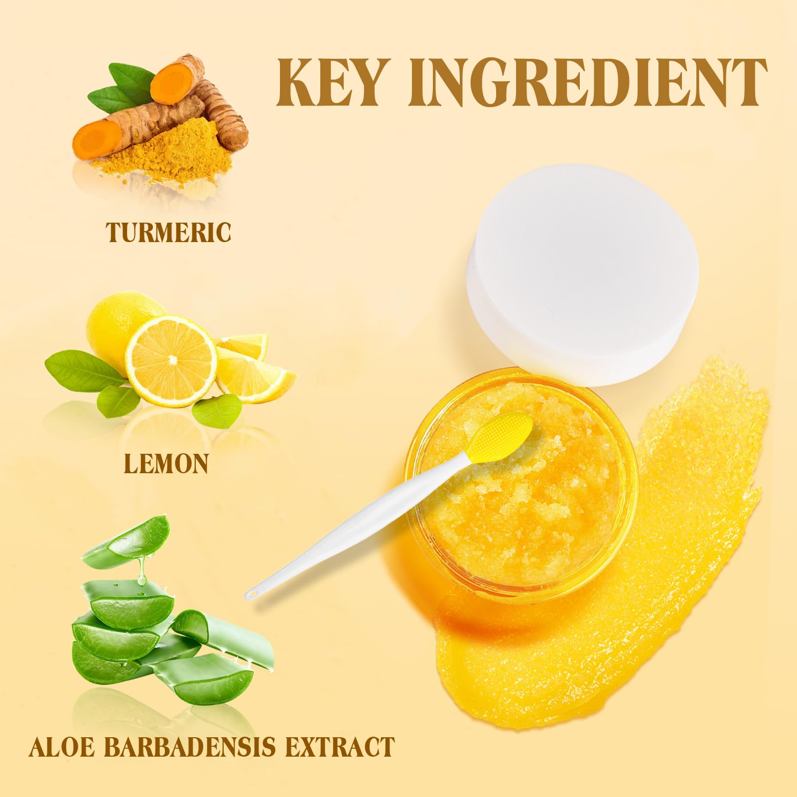 Yjlyqf turmeric lip exfoliator being applied with silicone tool
