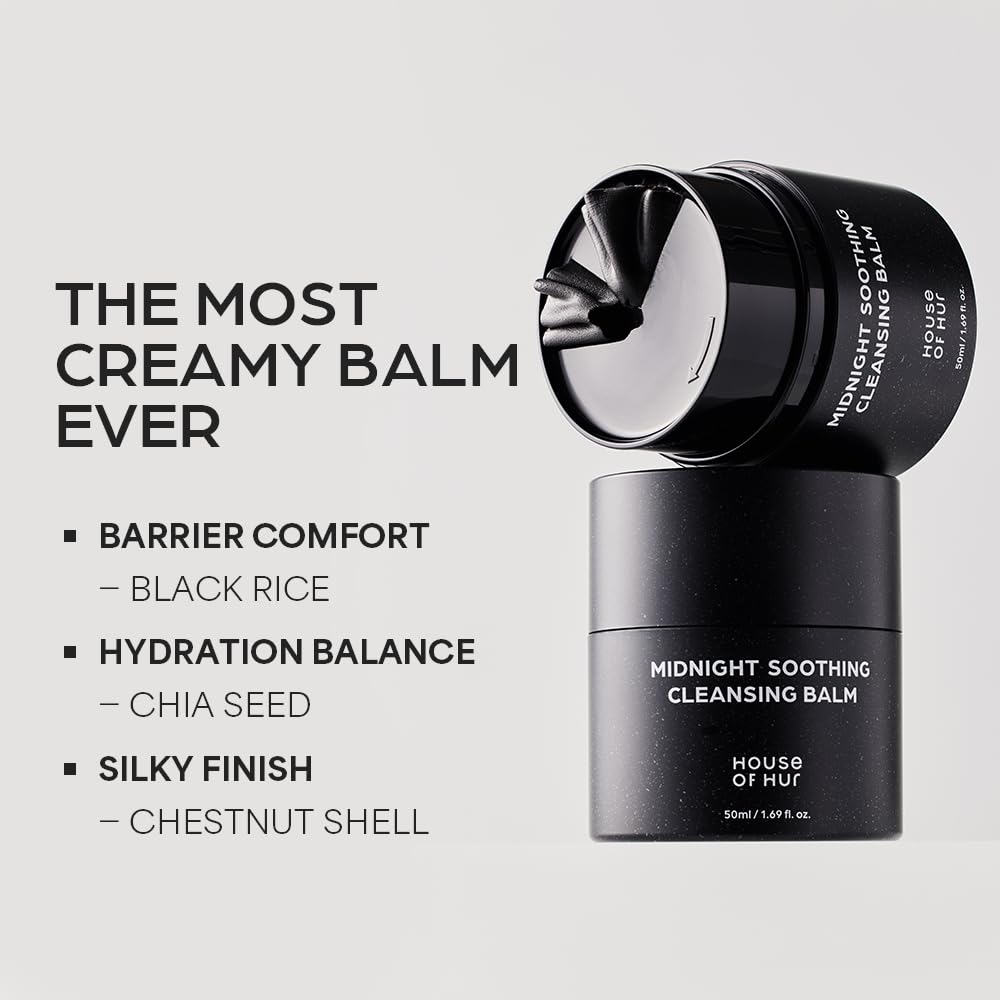 Close up of House of Hur Midnight Soothing Cleansing Balm container lid and spatula