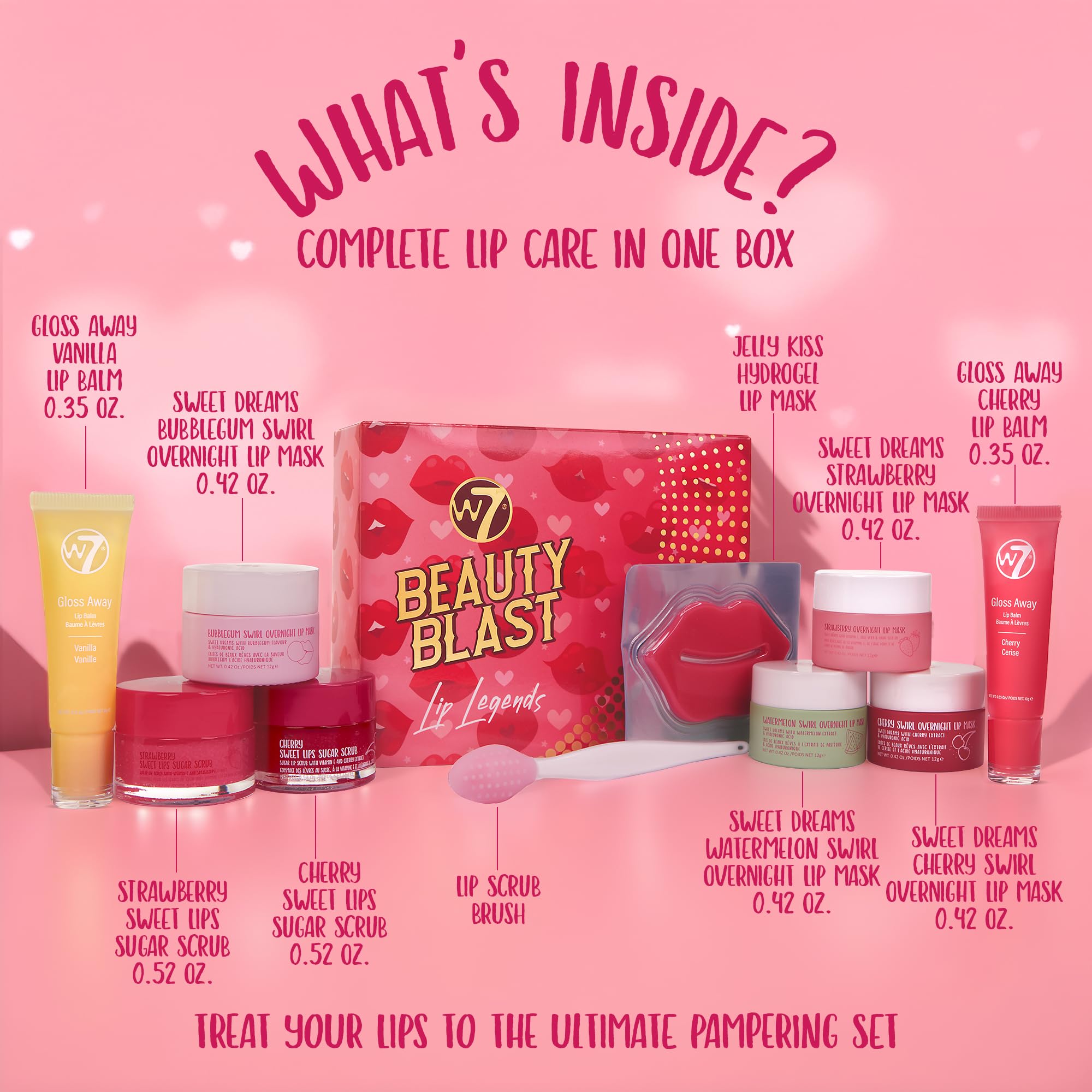 W7 Beauty Blast lip care kit packaging box