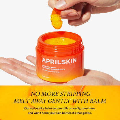 Aprilskin Carrotene cleansing balm packaging and spatula