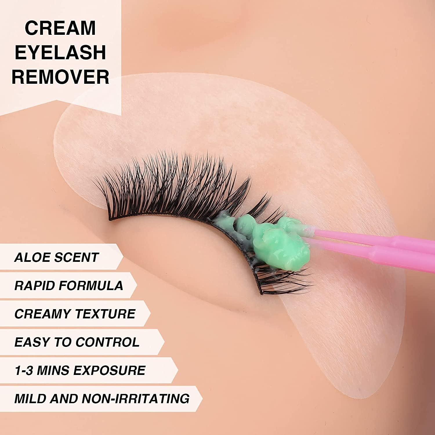 Applying Lashview extension remover to eyelashes