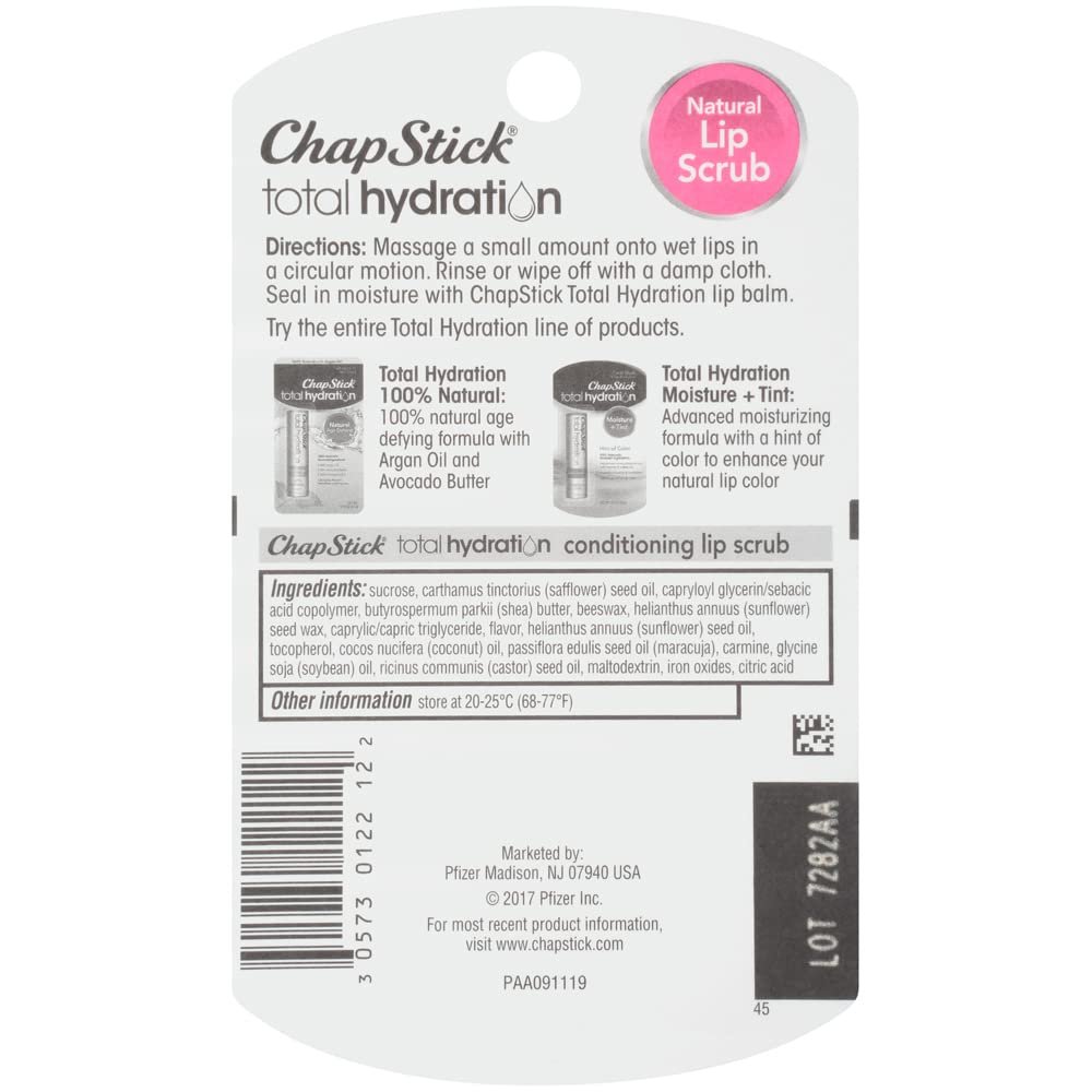 ChapStick sugar plum lip exfoliator being applied for hydrated and soft lips