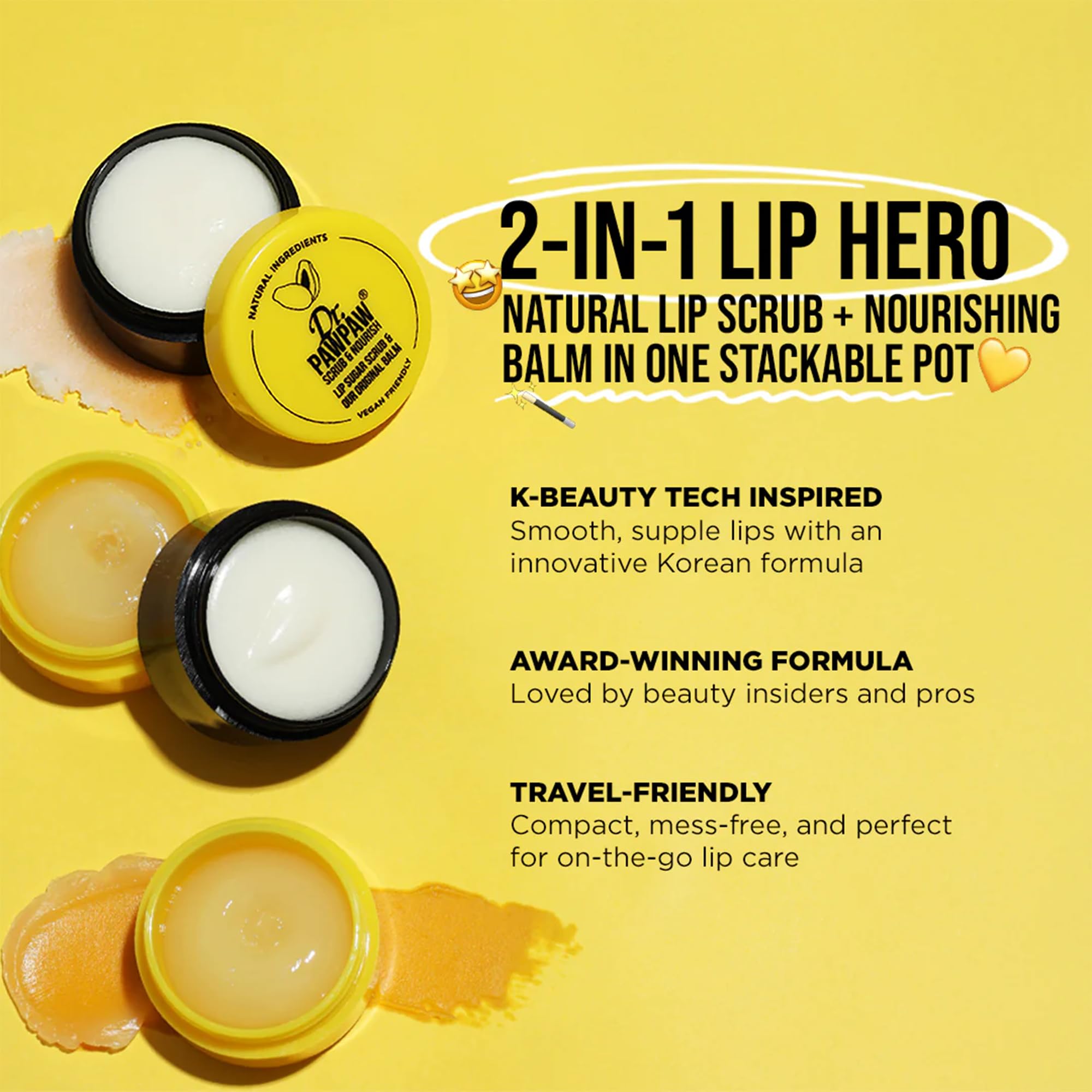Top view of Dr. PawPaw lip scrub and balm set