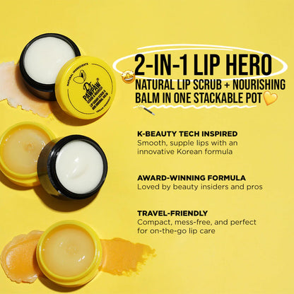 Top view of Dr. PawPaw lip scrub and balm set