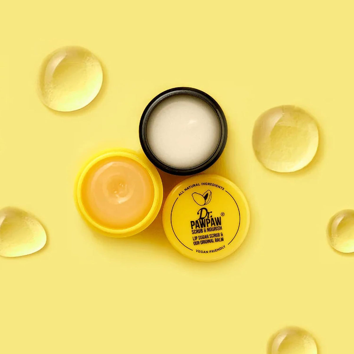 Close-up texture view of the hydrating pawpaw and olive oil lip balm.