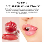 Close up of strawberry scented lip scrub and mask jars side by side