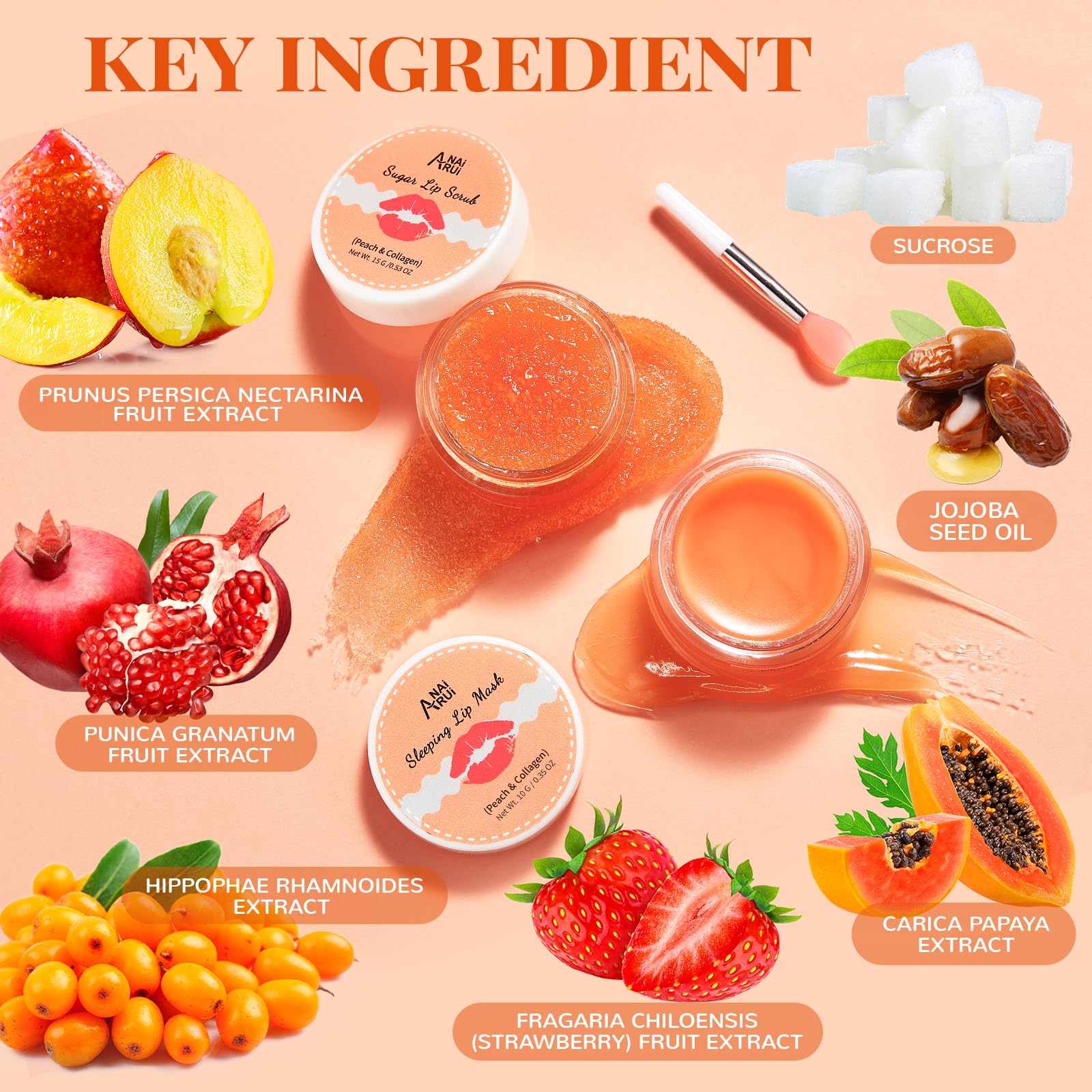 Anai Rui sugar lip scrub jar and applicator