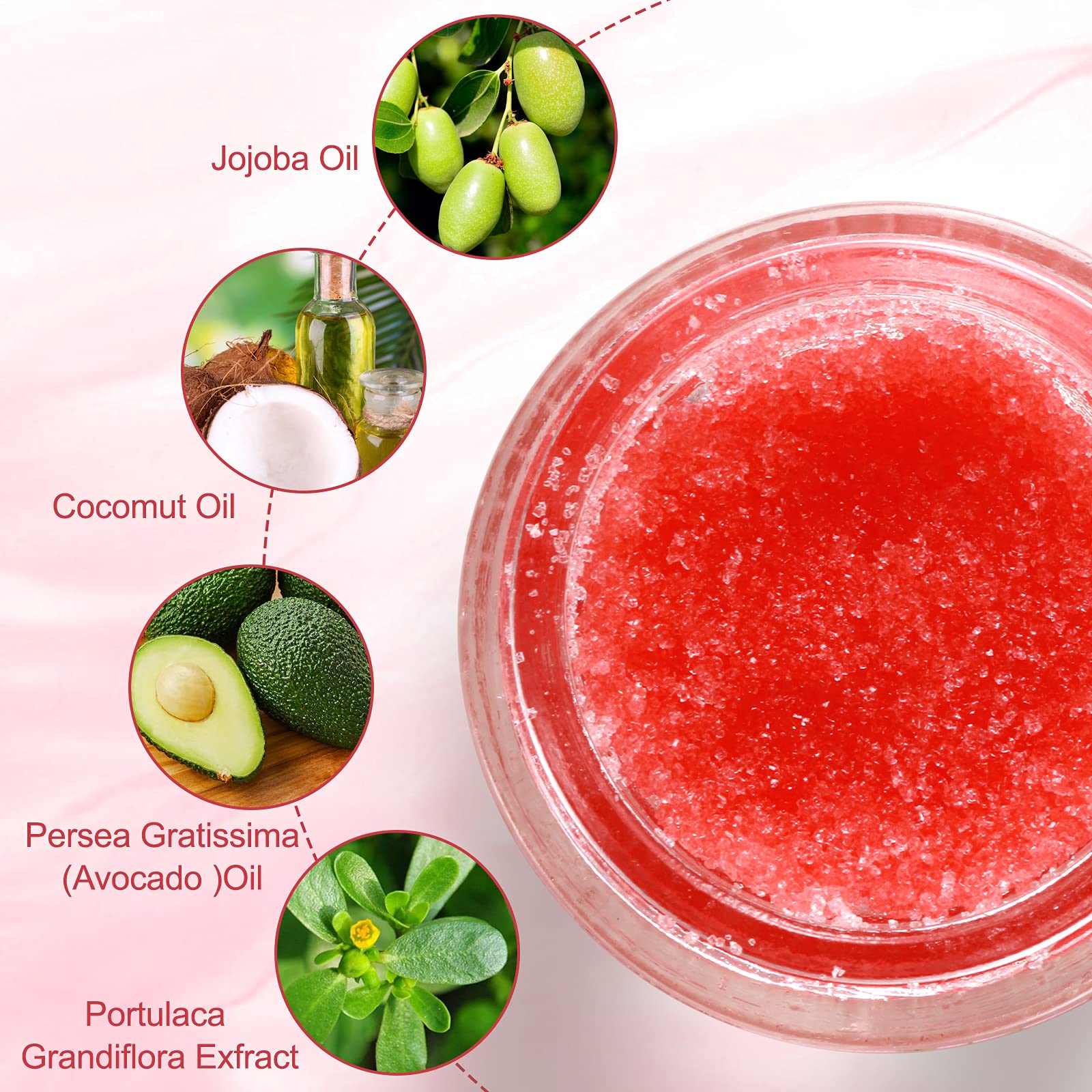 Close up of Elaimei strawberry exfoliating lip treatment jar
