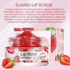 Elaimei strawberry lip scrub ingredients display
