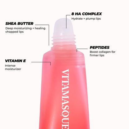 Applying Vitamasques sugar scrub on lips for exfoliation