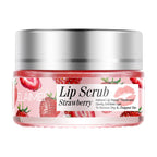 Elaimei strawberry lip scrub promotional flat lay
