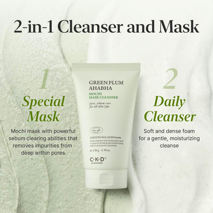 CKD Green Plum mask cleanser application on skin