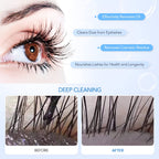 Bottle positioned next to clean application brushes for eyelash care