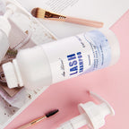 Lifestyle setting showcasing professional salon eyelash aftercare products
