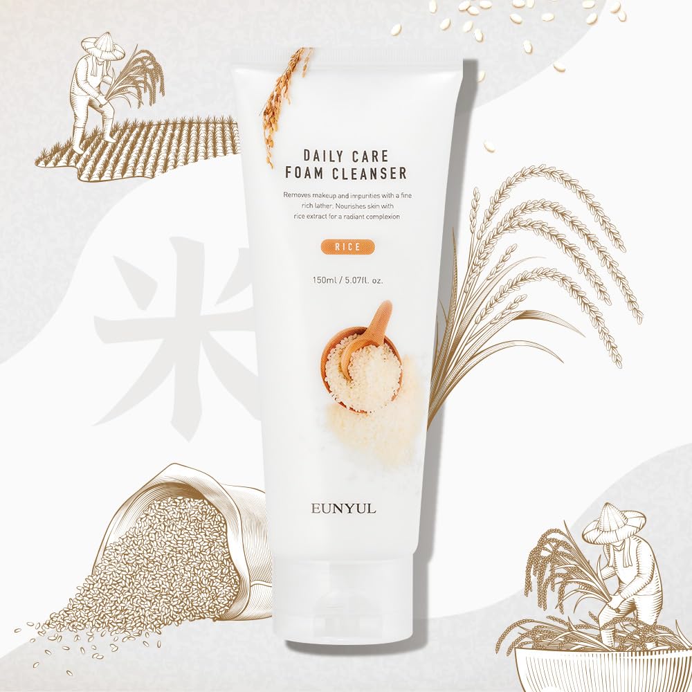 Eunyul Daily Care Rice Foam Cleanser side angle bottle display