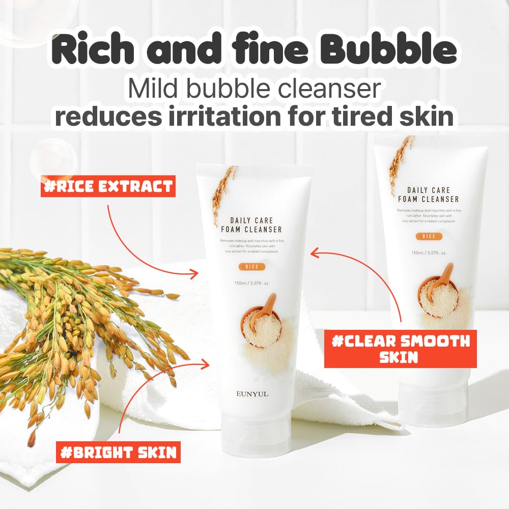 EUNYUL foaming face wash tube stands upright displaying product details clearly.