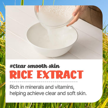 Back label of the rice water daily care cleanser showing directions and product info.